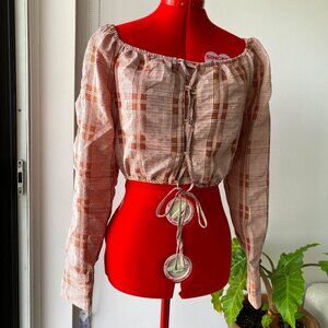 Deliccent Pink Plaid Off The Shoulder